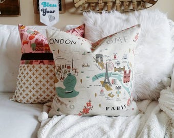 Paris Pillow Cover - Neutral Decor - Rifle Paper Co