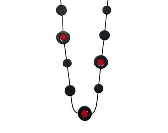 geometric red and black necklace, contemporary jewelry, Mothers day gift,