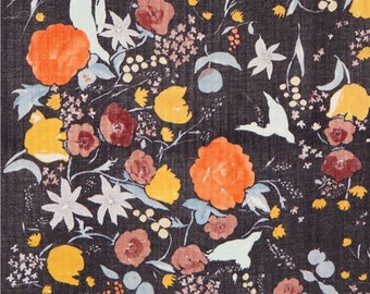 213108 dark grey-purple Kokka double gauze colorful flower nani iro fabric