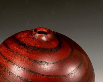 Elm Wood - Ruby Red - Handmade Home Decor - Elm Wood Vessel - Sale
