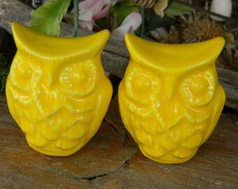 Owl Ceramic Glazed Owl Lots of detail Handmade... Ready to ship Yellow sun ob