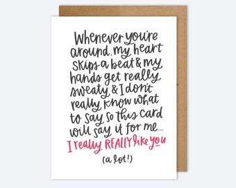 Awkward Valentines Day Card | Funny Love Card | I Like You Card