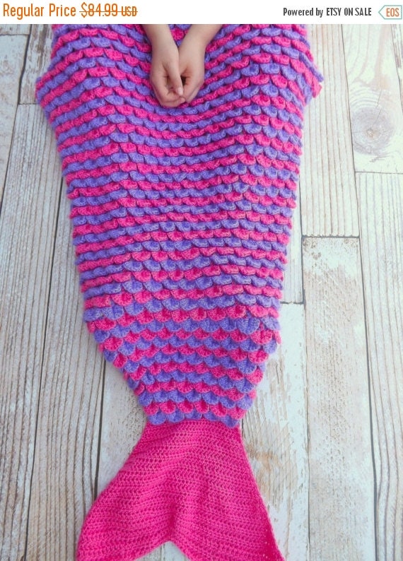 Mermaid Tail Blanket Child Sized Pink and by JensTangledThreads