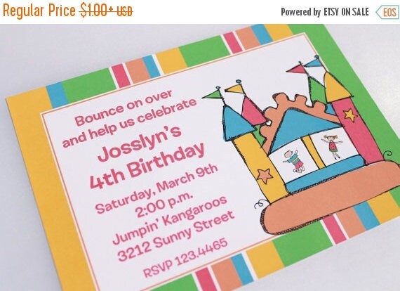 SALE Bounce House Birthday Invitations Il_570xn