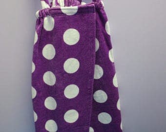 Spa Wrap Children's Size Medium Purple Polka Dot Towel Wrap
