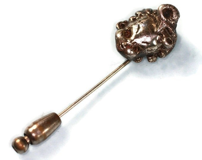 Imp with Snakes on Head Stickpin Sterling Silver Figural Vintage Pin