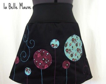 Skirt Yuki bubbles with flowers turquoise