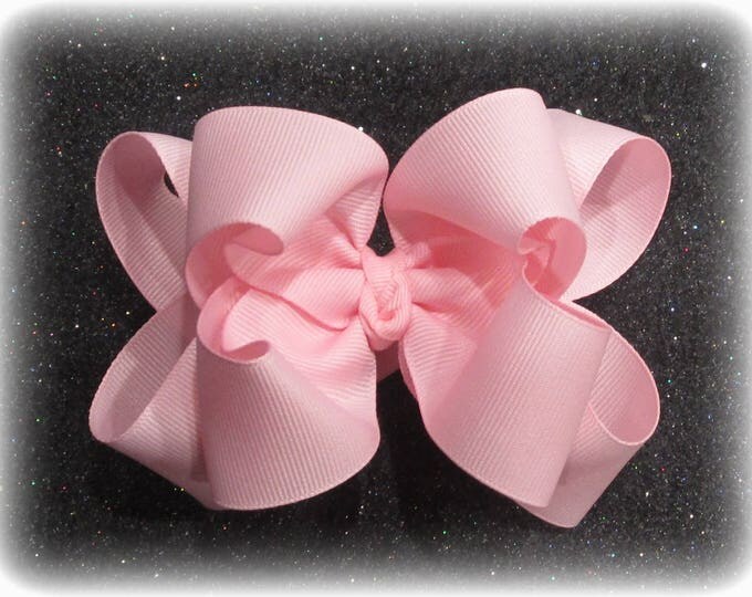 Girls hair Bows, Boutique Hairbow, Baby Pink Hairbow, Double Layered Bow, Stacked bow, Big Pink Bow, 4 Inch Bow, 5 inch bow, Pink hairbow