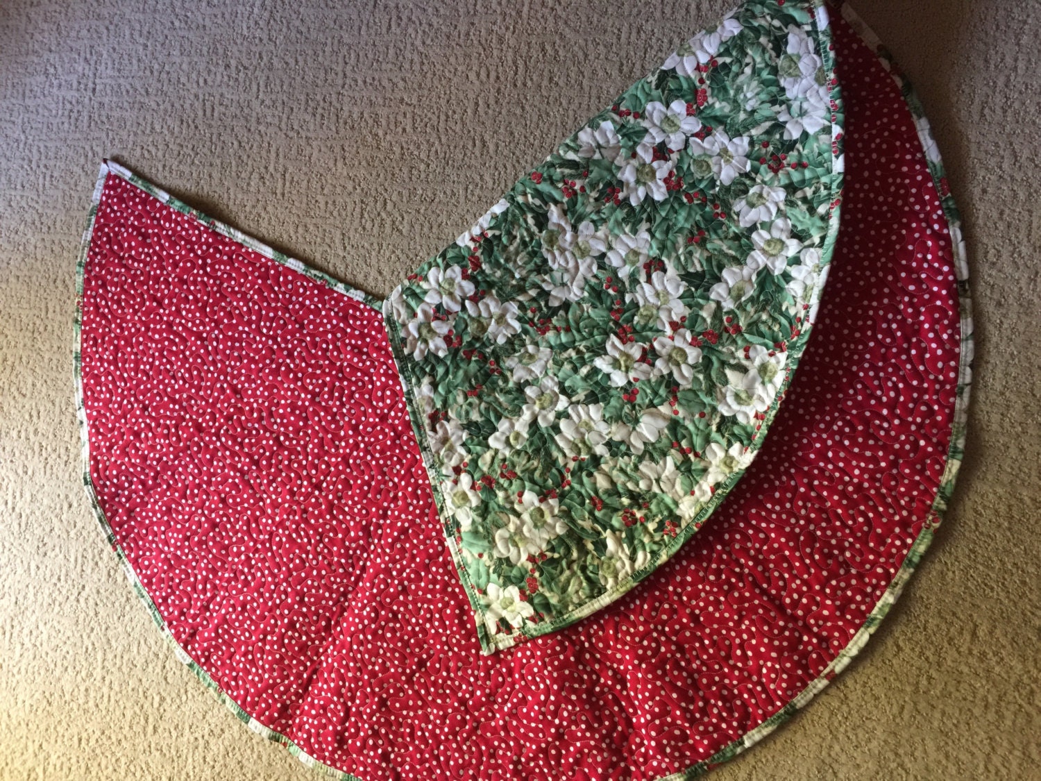 christmas tree skirt quilted reversible washable holly christmas tree skirt quilted reversible washable holly
