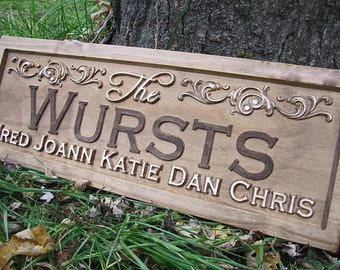 Personalized Wedding gift custom Family Name Sign flourish 3D Wood CARVED Sign Last name Established wedding couples plaque lovejoystore