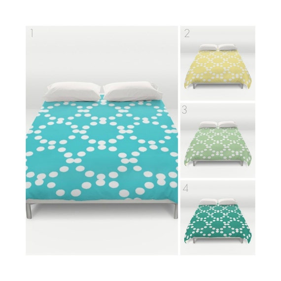 Twin XL duvet Modern Duvet Cover Aqua duvet cover Yellow