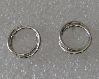 12mm Sterling Silver Double Circle Post Earrings