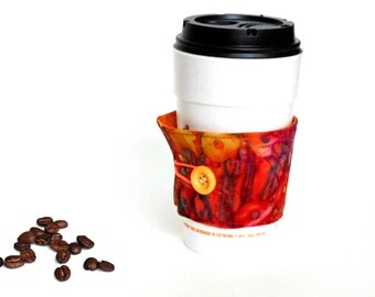 Coffee cup cozy, coffee cup sleeve, coffee jacket, coffee drinker, coffee cup holder, reversible cozy, coffee to go, coffee lover gift
