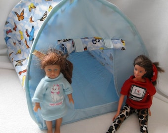 Pop up TENT for Barbie Blythe trolls Mimi American dolls or stuffed animals n more