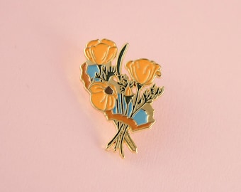 Golden Poppies Enamel Pin