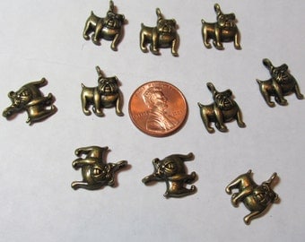 10, Bulldog Charms, Dog Charms, Boxer, Dog, College, Mascot, Bronze Bulldog, Leather Bracelet, Wine Charm, Favor, Graduation, Puppy, Dog