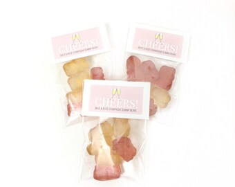 Champagne Gummy Bears Rose Brut Flavored Party Favors Cheers Non-Alcoholic Bachelorette Bridal Party Showers