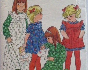 Butterick 5171 - Girl's Semi-Fitted Dress and Pinafore, Prairie Dress - Size 6X, Breast 25 1/2, Uncut