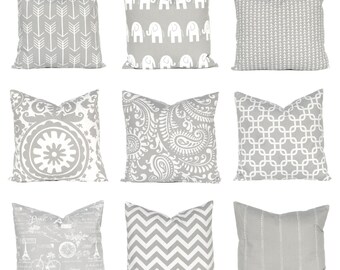 Gray Pillow Cover - Gray and White - Throw Pillow Covers - Gray Decorative Pillow Covers - Gray Bedding - Gray Cushion Cover - Nine Prints