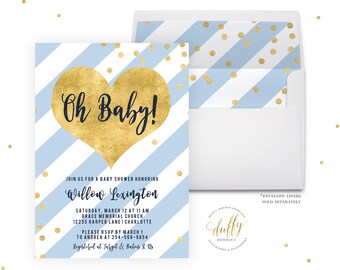 Baby Shower Invitation, Baby Shower Invitation Boy, Baby Shower Invite, Blue Baby Shower Invite, Baby Boy Shower Invitation Printable Invite