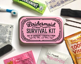 Bridesmaid Gift, Bridesmaid Survival Kit, Survival Kit Sticker, Bridsmaid Sticker, Wedding Day Survival Kit, Emergency Kit, UNFILLED