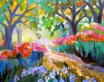 Life's Path Large Landscape Original Painting 24 x 30 Fine art by Elaine Cory