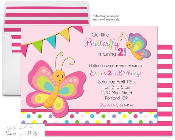 Butterfly Birthday Invitation - Girls Birthday Party Invite - Butterfly Party - Butterfly Invitation - 1st Birthday Invitation - Butterflies Il_570xn