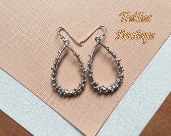 Silver Teardrop Earrings- Matte Silver Earrings