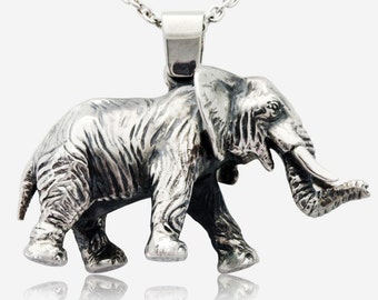 925 Silver African Indian Asian Elephant Pendant Pendentif Éléphant Africain Indien Asiatique en Argent