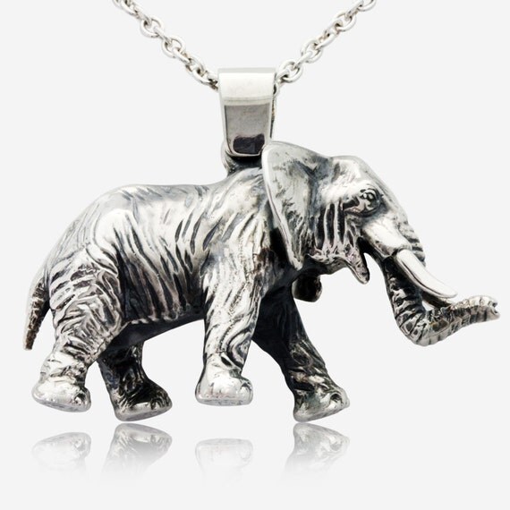925 Silver African Indian Asian Elephant Pendant Pendentif