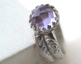 amethyst engagement ring sets