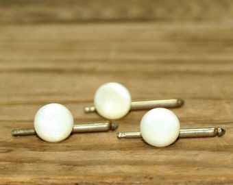 Vintage Tuxedo Studs Set of 3 / Shirt Studs / Mother of Pearl / Formal Wear Wedding Tuxedo