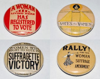 Suffragette Images Button Badge Set 25mm / 1 inch Feminist - Feminism - Vintage
