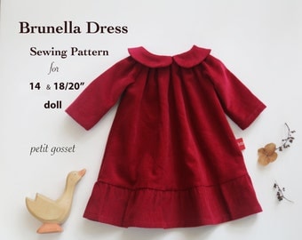 Sewing Pattern and Tutorial for Peter Pan Collar Dress for 14 and 18/20" Doll