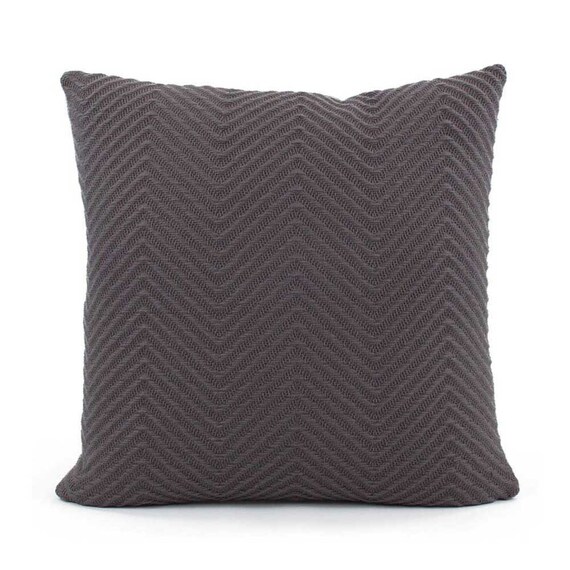 Gray Chevron Knit Pillow Cover 18x18 20x20 22x22 Euro