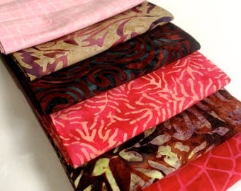 Batik Fabric Bundle 6 Fat Quarters Quilting Weight Cotton Fabric Boundless Mixers Stash Builder Quiltsy Destash Party Discount Fabric Pac