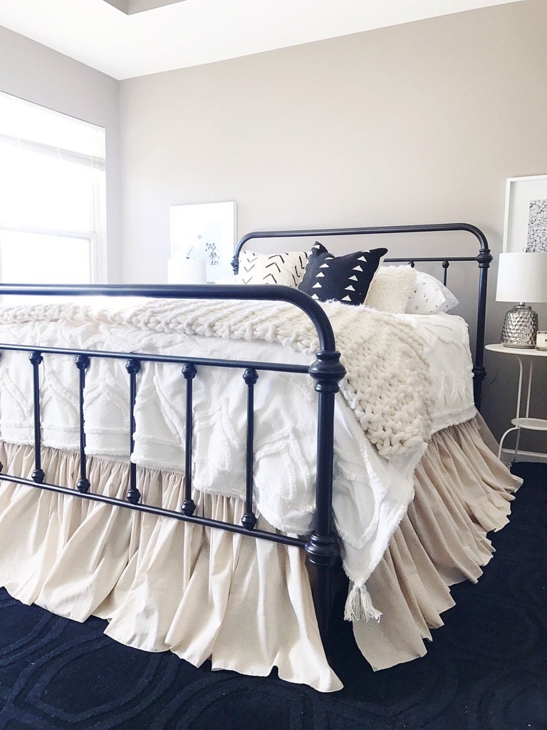 Full Size Gathered Dust Ruffle Bed Skirt 3x Fullness Natural