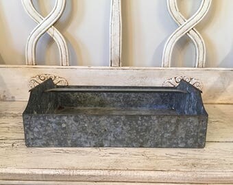 Galvanized Tray with Handle - Rustic Farm Tray - Perfect for Plants or Picnics