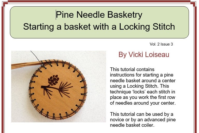 Starting a pine needle basket with a Locking Stitch a