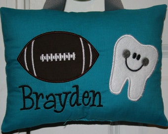 Tooth Fairy Pillow for Boys - Personalized - Football - Tooth Chart - Sports