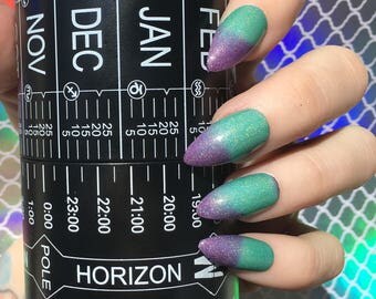 Northern Lights color changing nail polish purple to teal thermal vegan holographic