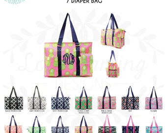 Monogrammed Tote / Diaper Bag / Pocket Utility Tote / Pool Bag