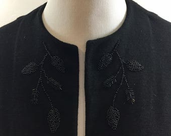Vintage Sweater, Beaded Vintage Sweater, Black Sweater, Beaded Sweater, 1950s Vintage, 50s Sweater, Beaded Clothing, Vintage Clothing, Boho