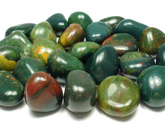 TUMBLED - (2) Medium/Large BLOODSTONE Crystals with Description Card - Healing Stone Reiki