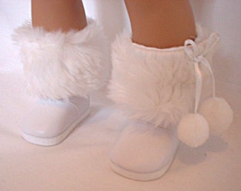 18 Inch Doll White Faux Fur Boots, 18" Doll Shoe, 18 Inch Doll Boots, AG Doll Boots
