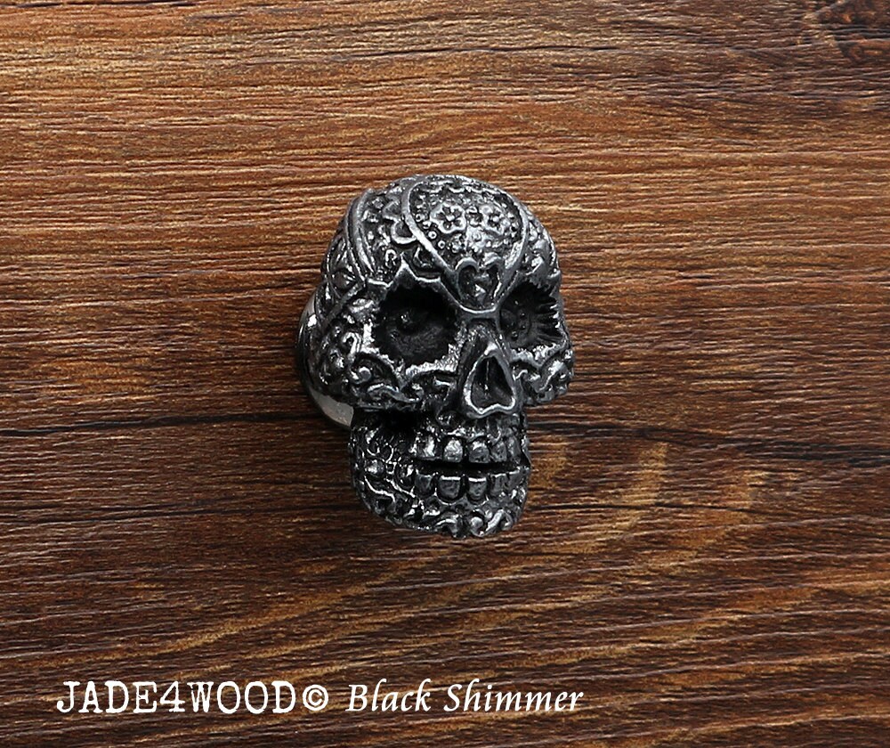 Black Shimmer Skull Resin Knobs Dresser knobs Dresser