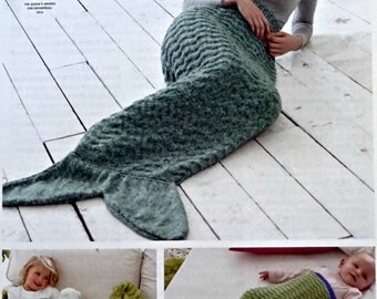 Womens Knitting Pattern K4693 Ladies/Childrens/Babies Easy Knit Fish Tail Mermaid Blanket Knitting Pattern Aran (Worsted) King Cole