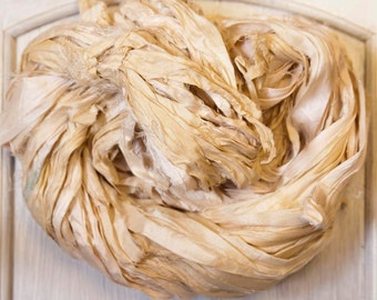 Sari Silk Ribbon in Dyeable Bone Ivory Skeins in 4 Sizes