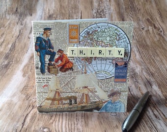 Unique handmade card using Upcycled materials
