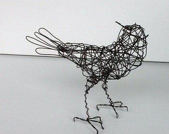 Unique Handmade Wire Bird Sculpture WALKING SQUALKING Wire